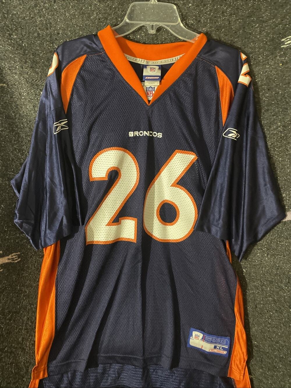 Reebok Denver Broncos Clinton Portis #26 NFL Men's XL Jersey Navy Orange